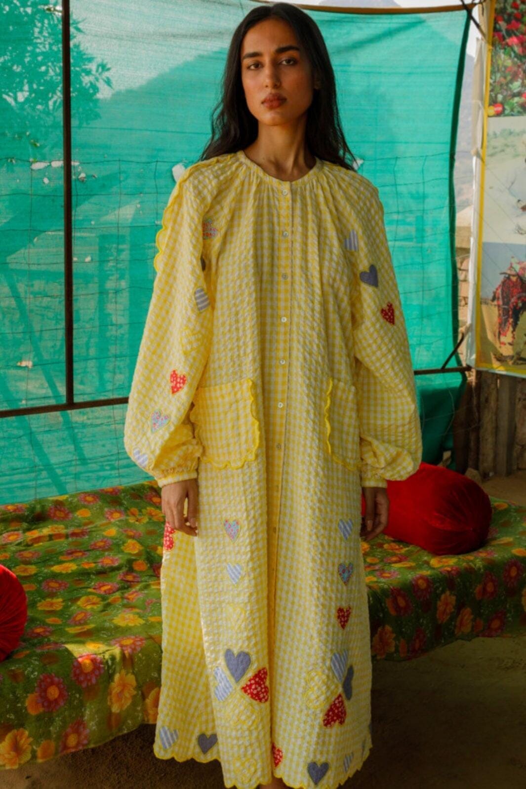 Sissel Edelbo - Kamal Organic Cotton Dress SE 1233 - Yellow Checks Kjoler 