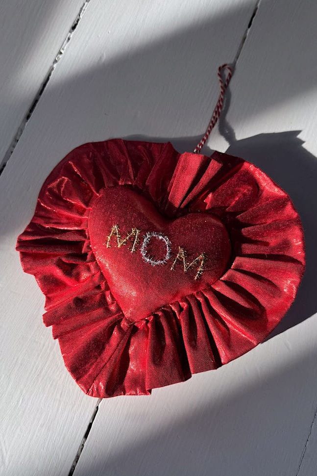Sissel Edelbo - Ruffle Heart Ornament Se 2125 - Metallic Red Julepynt 