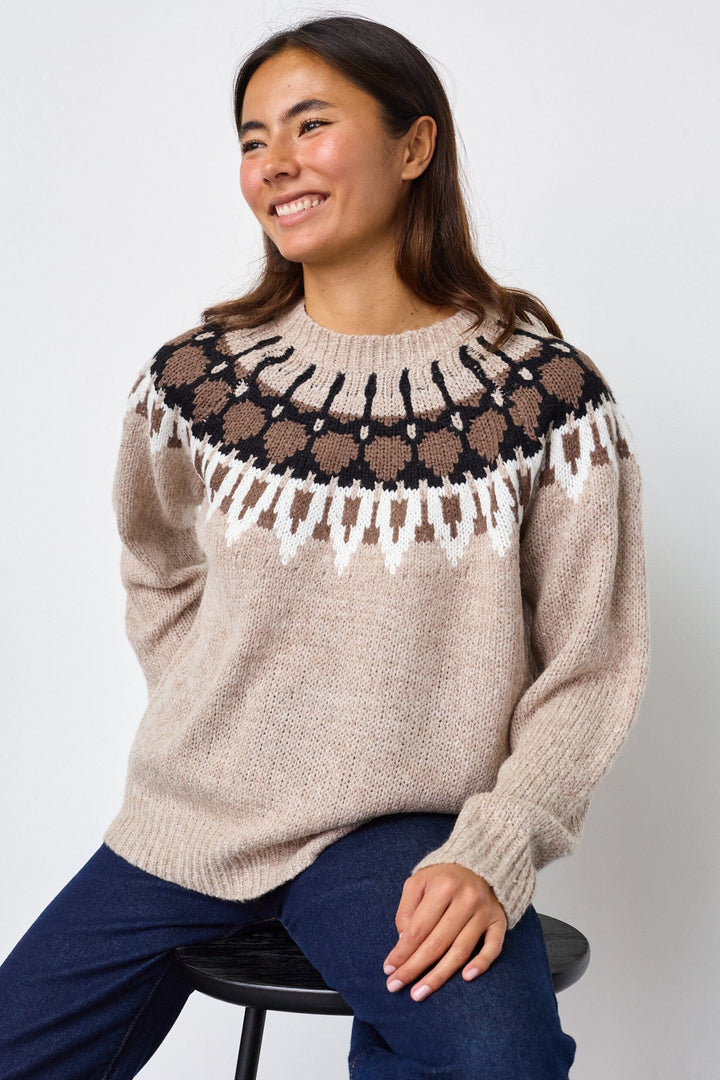 Sisters Point - Lidia-Pu 20447 - 201 - Brown Mix Strikbluser 