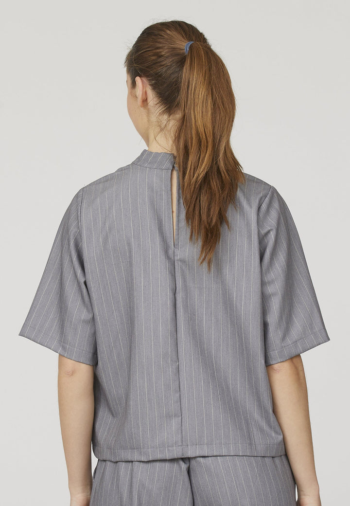 Sisters Point - Verina-Ss - 053 Grey Pinstripe Bluser 