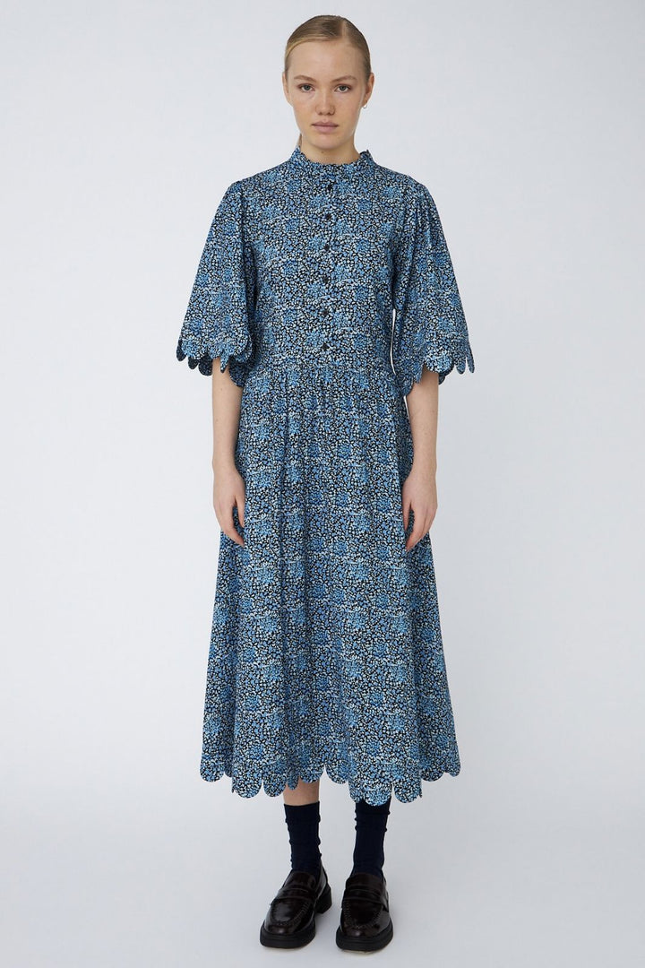 Stella Nova - All Over Printed Midi Dressse53-4250 - 423 Blue Flowers Kjoler 