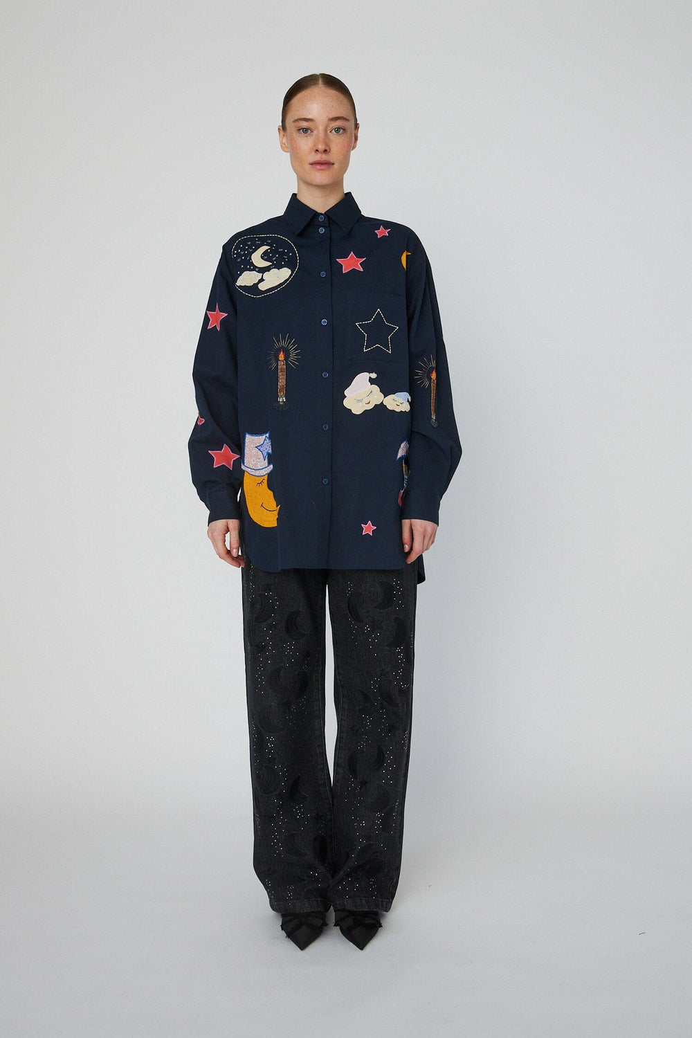 Stella Nova - Bead Embellished Shirthc54-2336 - 395 Navy Skjorter 