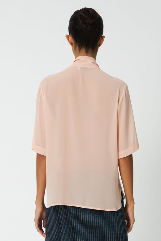 Stella Nova - Chiffon Shirt With Tie Band Cc63-1524 - 662 Soft Pink Bluser 
