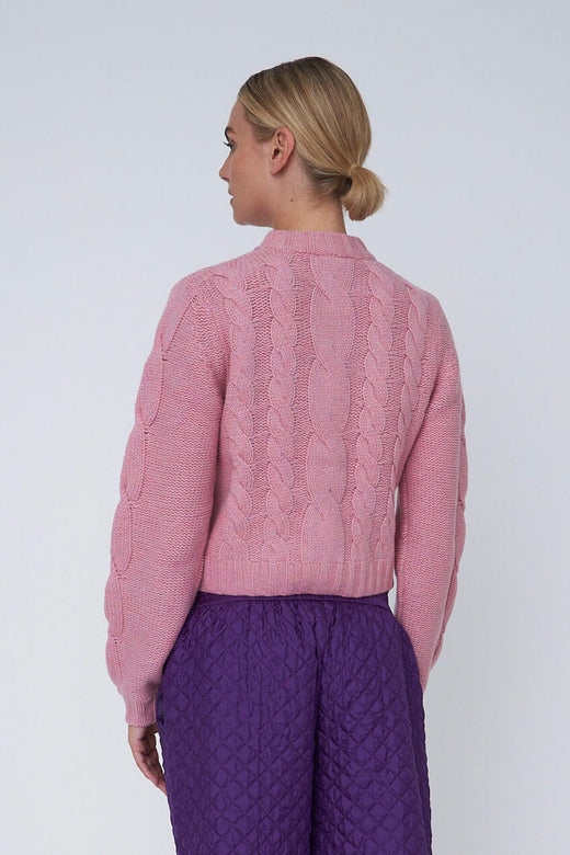 Stella Nova - Cropped Cable Cardigan In Wool Mixsh61-3400 - 517 Lilac Cardigans 