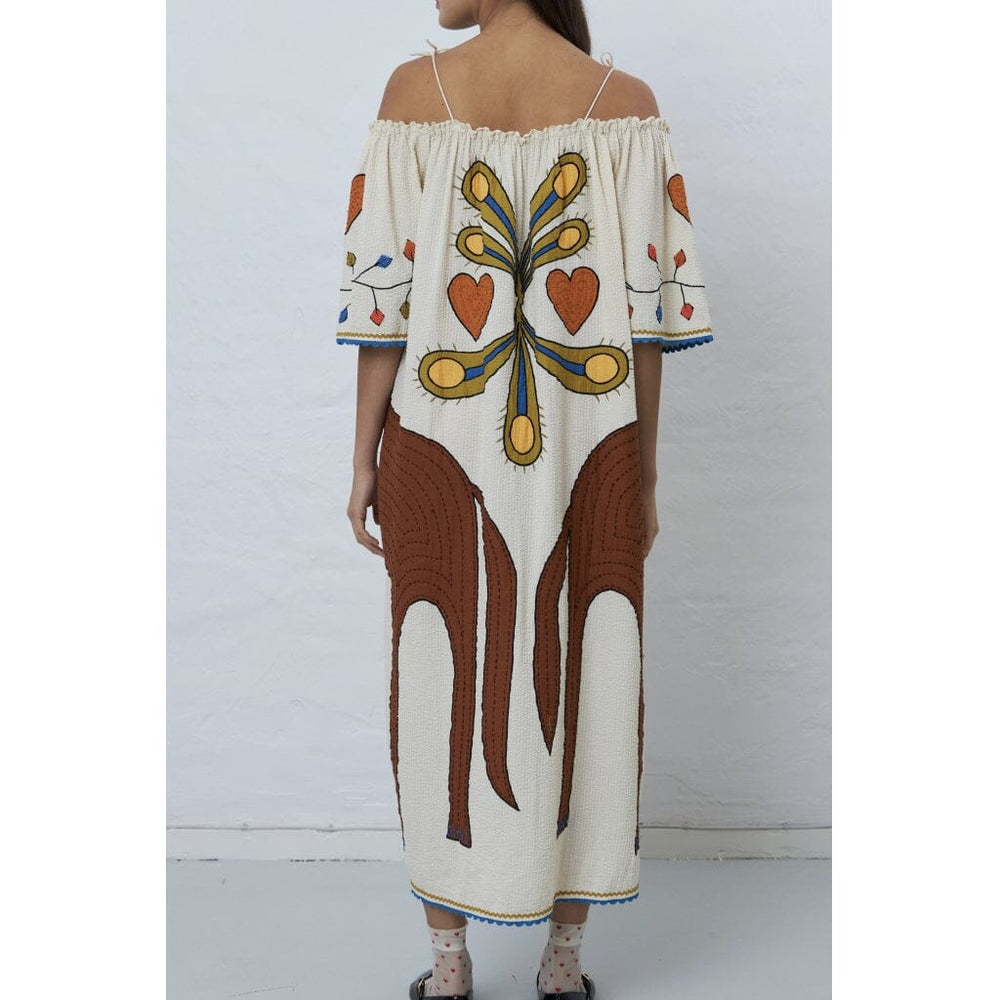 Stella Nova - Embroidered Strap Maxi Dress - 078 Ivory Kjoler 