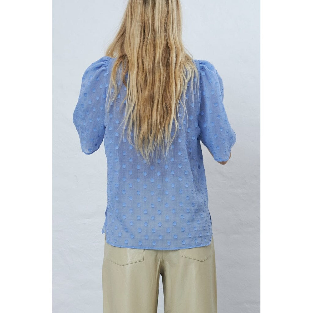 Stella Nova - Shortsleeved Bow Shirt - 316 Summer Blue Bluser 
