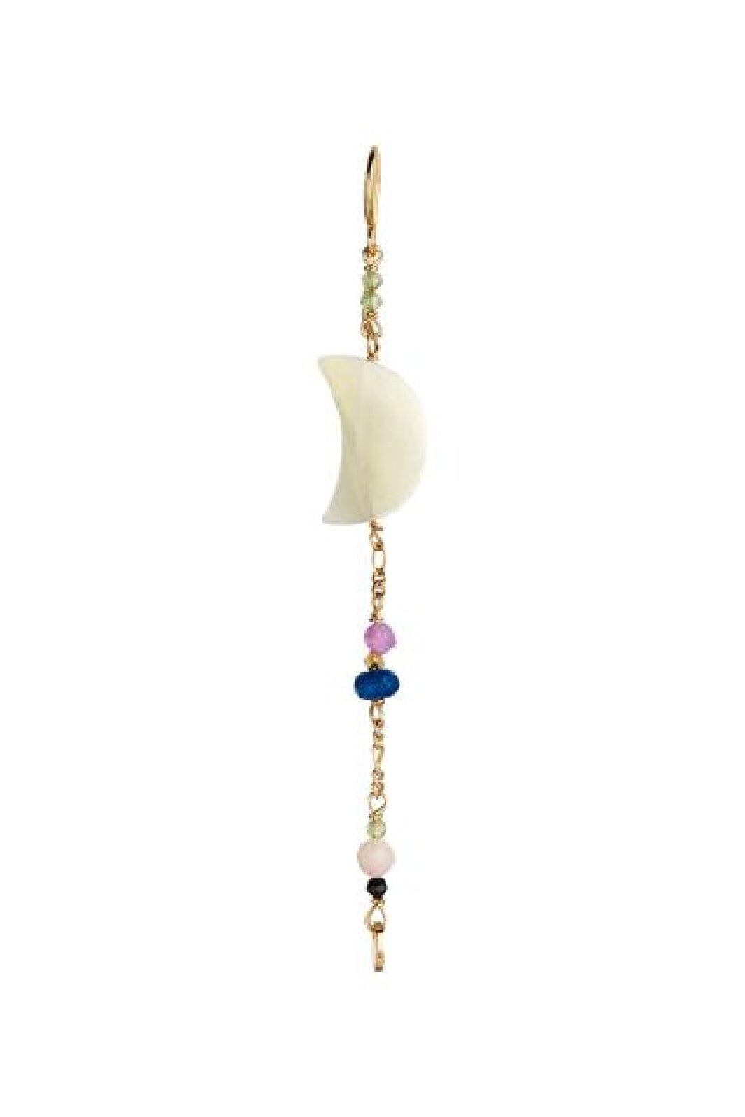 Stine A - Midnight Moon Pearl Earring Gold With Gemstone Long - 1226-02-S Øreringe 