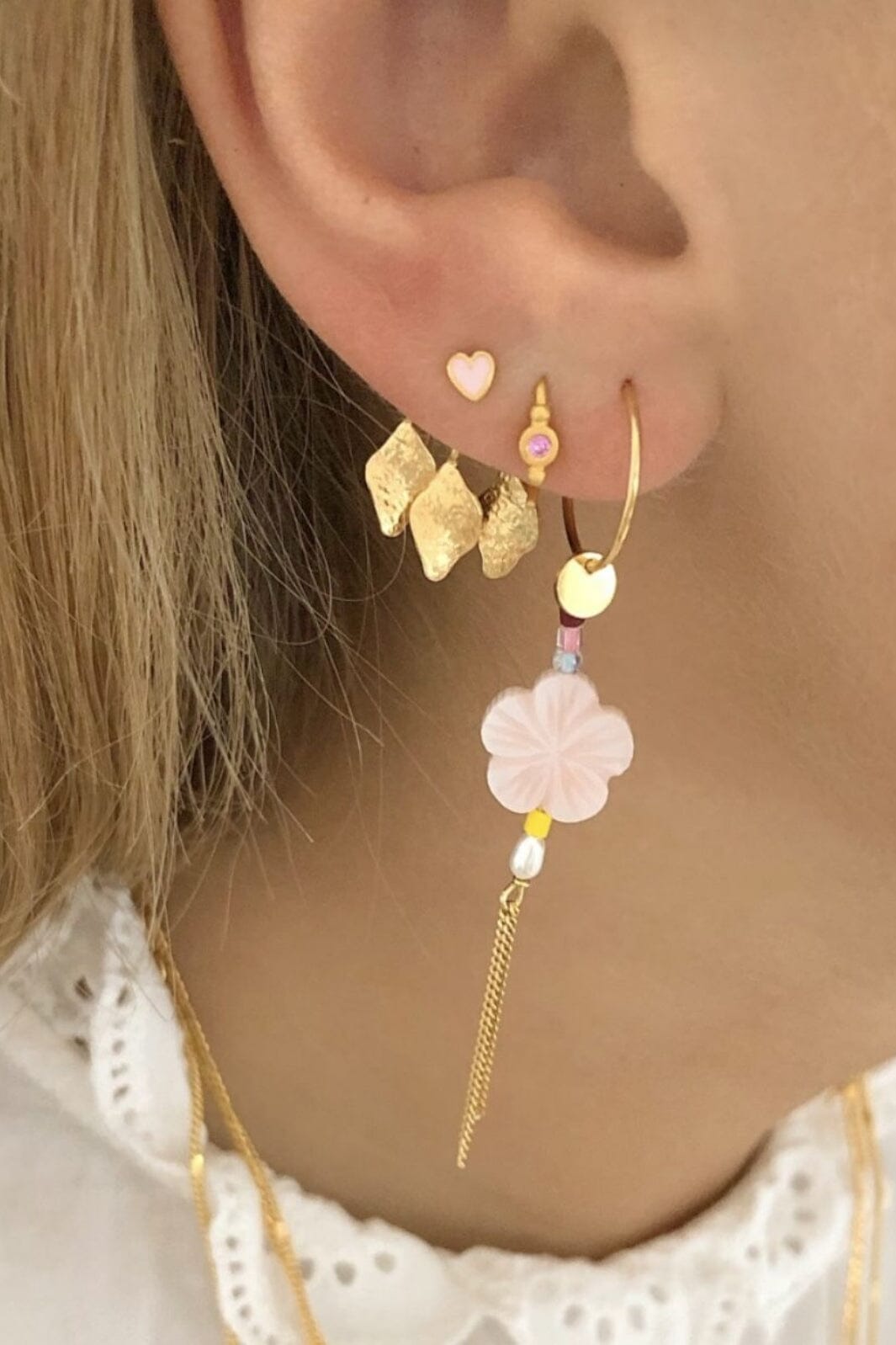 Stine A - Petit Bon-Bon Pink Zircon Earring - 1005-02-S-Pink Øreringe 