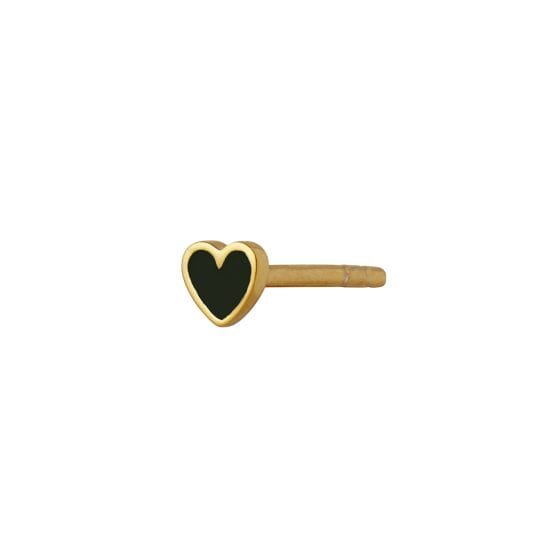 Stine A - Petit Love Heart Black Enamel Gold - 1181-02-Black Øreringe 