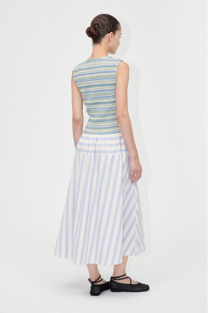 Stine Goya - 2367 Smocked Cotton, Smocked Gathered Tank Dresssg-pf25-d126-2367 - Pastel Stripes