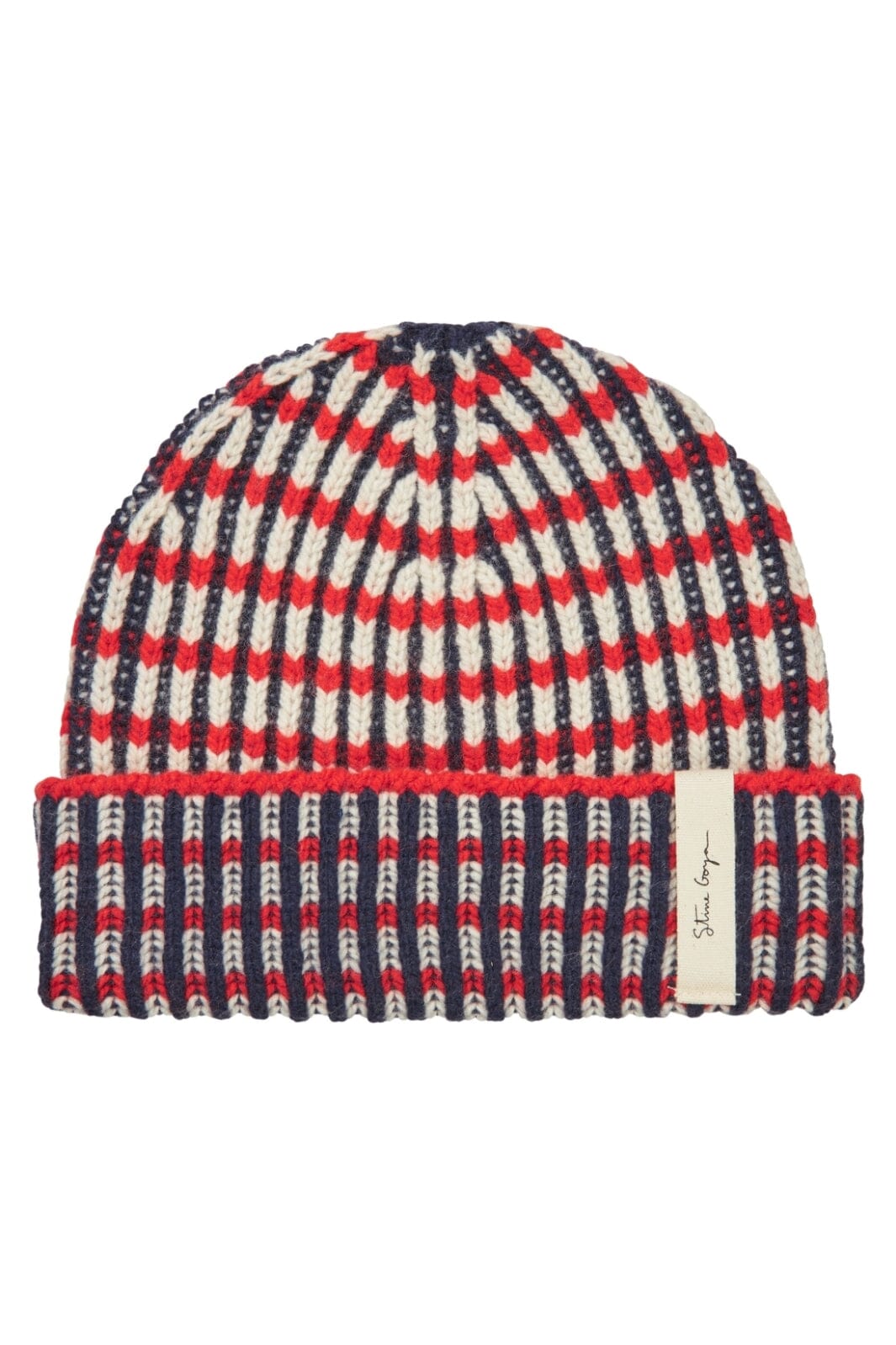 Stine Goya - 2425 Plaited Chunky Rib, Chunky Rib Beaniesg-aw25-a044-2425 - Navy / Red / Cream