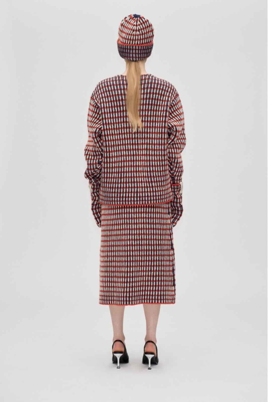 Stine Goya - 2425 Plaited Chunky Rib, Chunky Rib Mittenssg-aw25-a043-2425 - Navy / Red / Cream