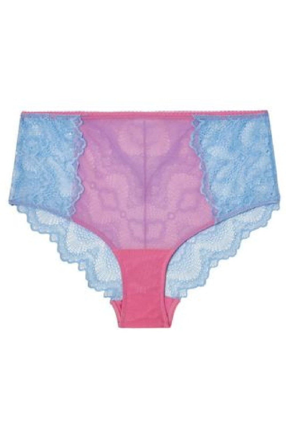 Understatement Underwear - Lace Mesh Highwaist Briefs - Light Blue / Candy Pink Underbukser 