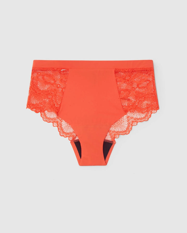 Understatement Underwear - Lace Period Highwaist Briefs - Fiery Red Underbukser 