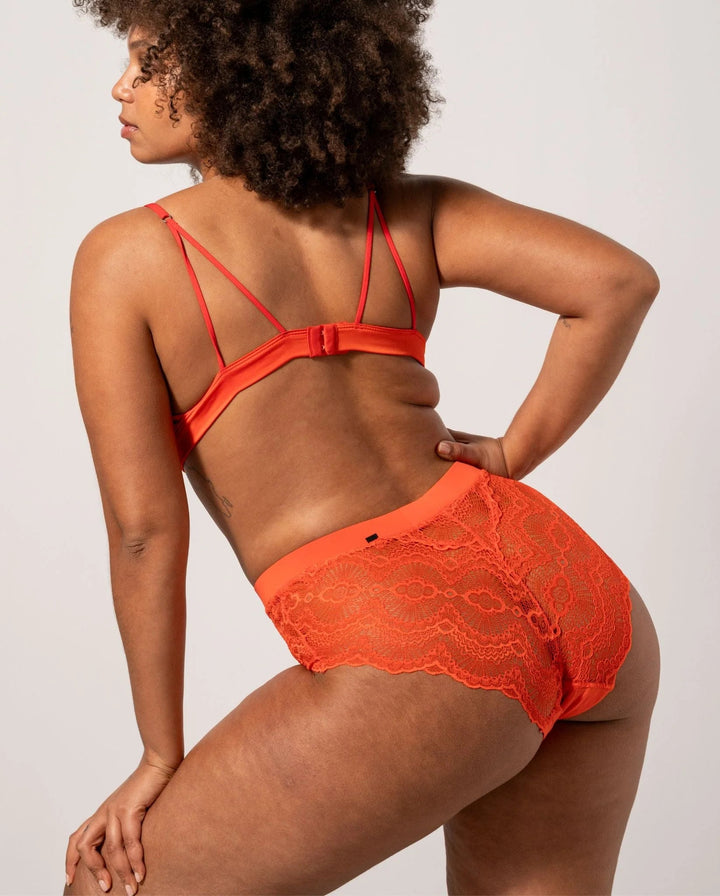 Understatement Underwear - Lace Period Highwaist Briefs - Fiery Red Underbukser 