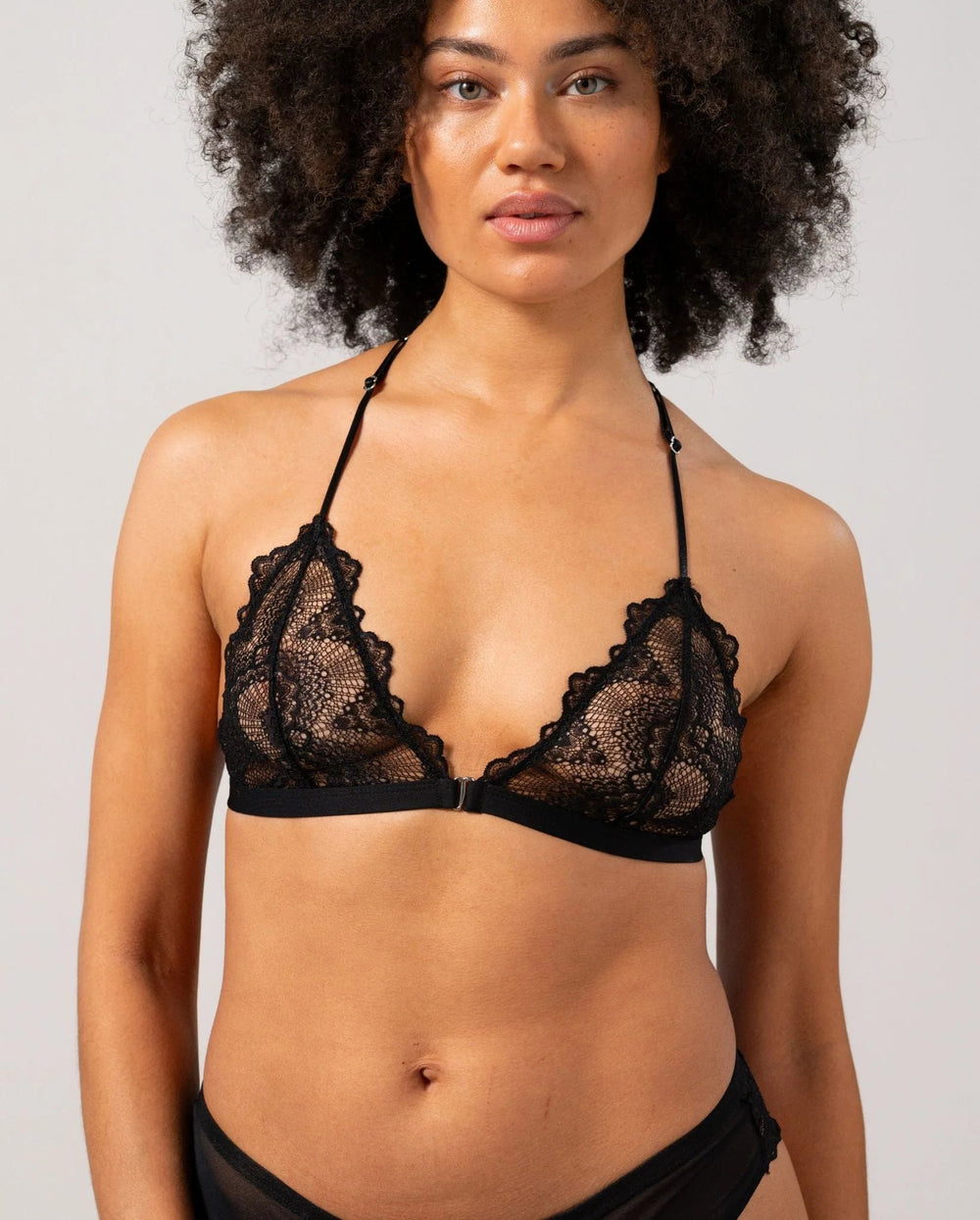 Understatement Underwear - Lace Racerback Triangle Bralette - Black Undertøj 