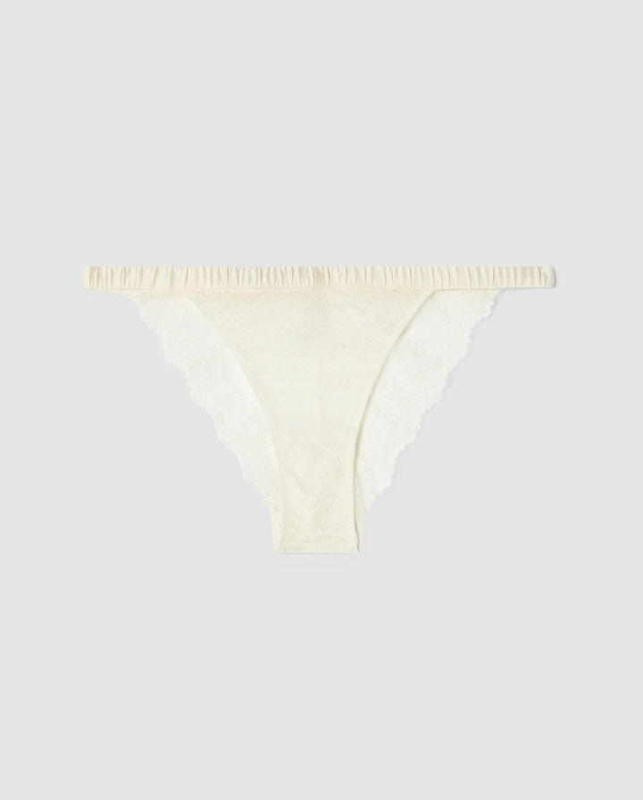 Understatement Underwear - Lace Satin Bikini Tanga - Cream Undertøj 