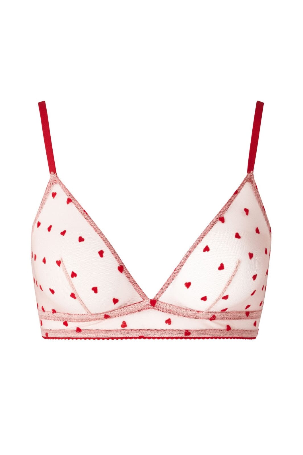 Understatement Underwear - Mesh Triangle Bralette - Pale Pink/Deep Red BH 