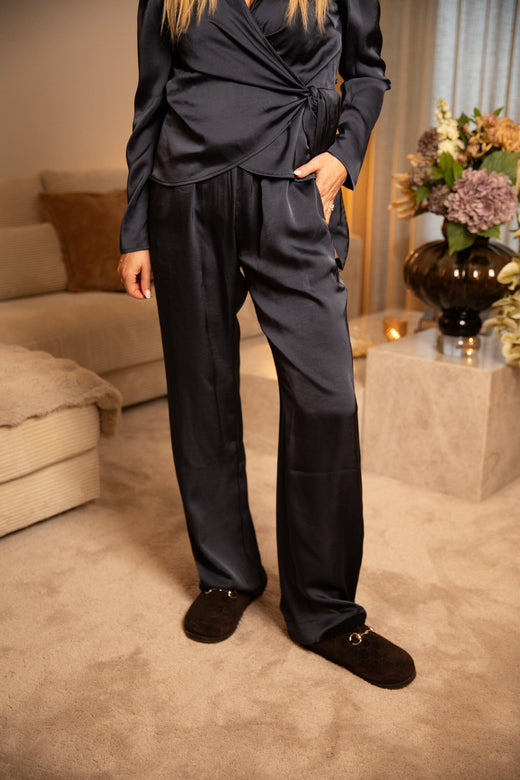 Valentin Studio - Comfy Pants Heavy Satin 167383 - 678 - Midnight Blue Bukser 