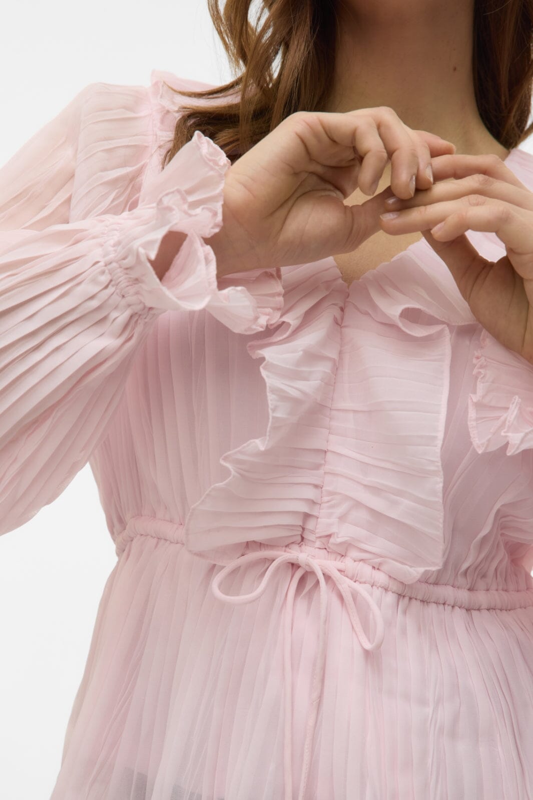 Vero Moda - Vmdora L/S Frill Pleat Top - 4858063 Pink-A-Boo
