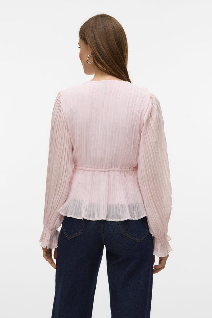 Vero Moda - Vmdora L/S Frill Pleat Top - 4858063 Pink-A-Boo