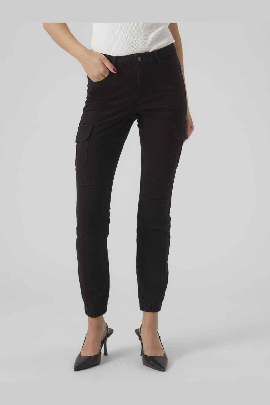 Vero Moda - Vmivy Mr Ankle Cargo Pants - 4273898 Black Washed