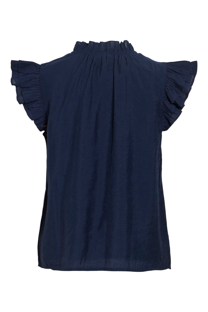 Vila - Vianu S/L V-Neck Top/Rn - 5096126 Navy Blazer