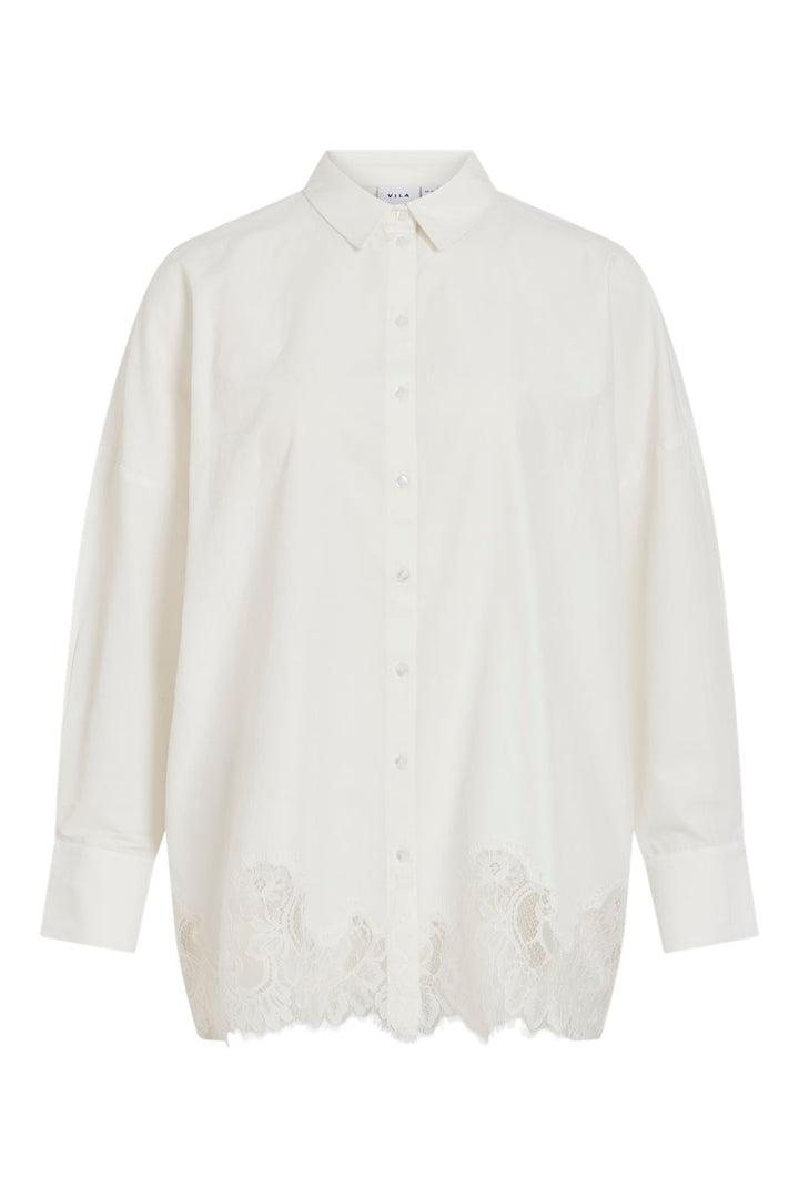 Vila - Viashley Ls Oversized Lace Shirt - 5187741 Snow White White Lace