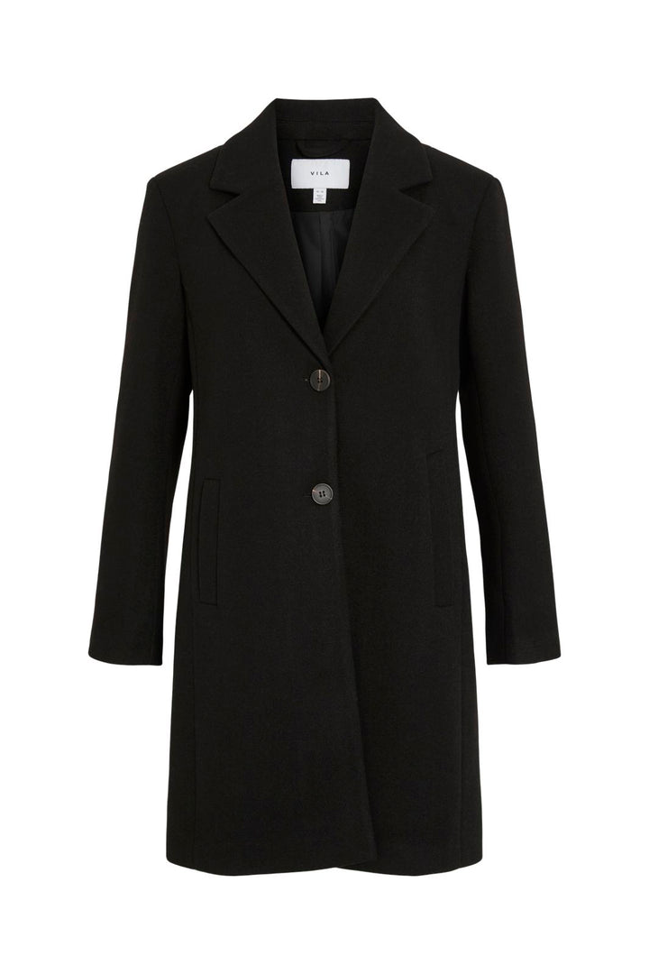 Vila - Viclaudia Button Coat - 4851069 Black Beauty