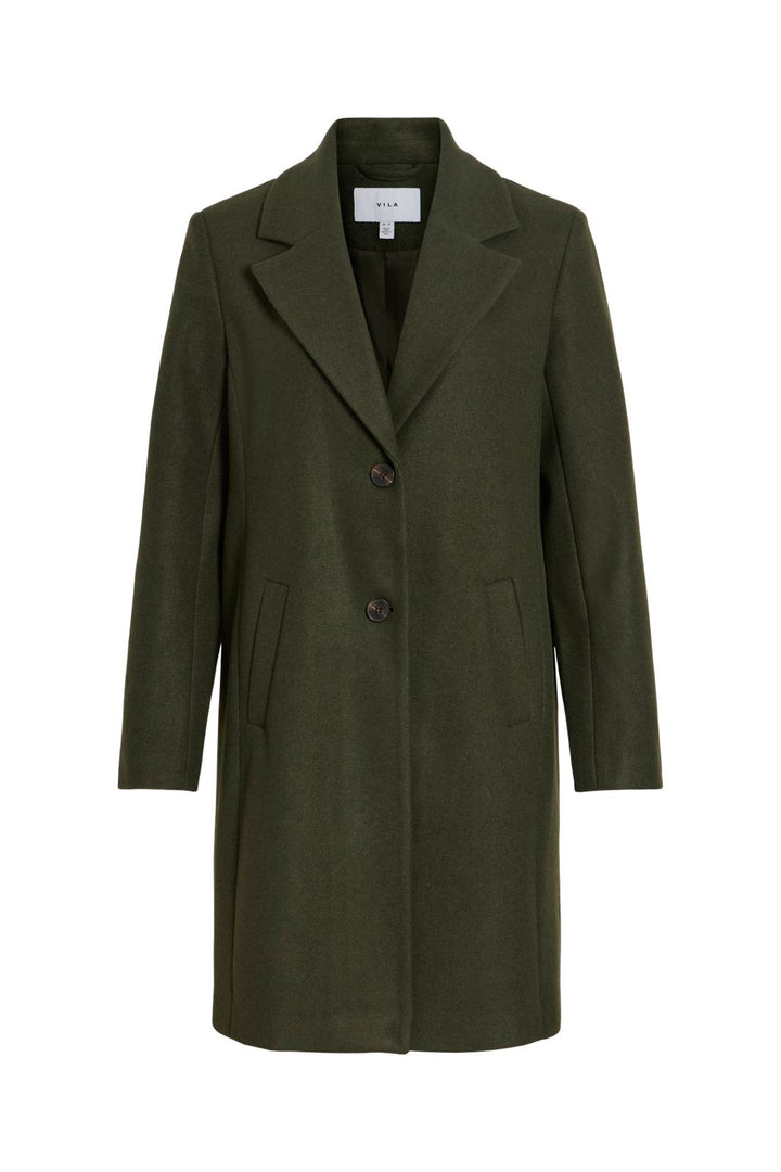 Vila - Viclaudia Button Coat - 5020749 Forest Night Melange