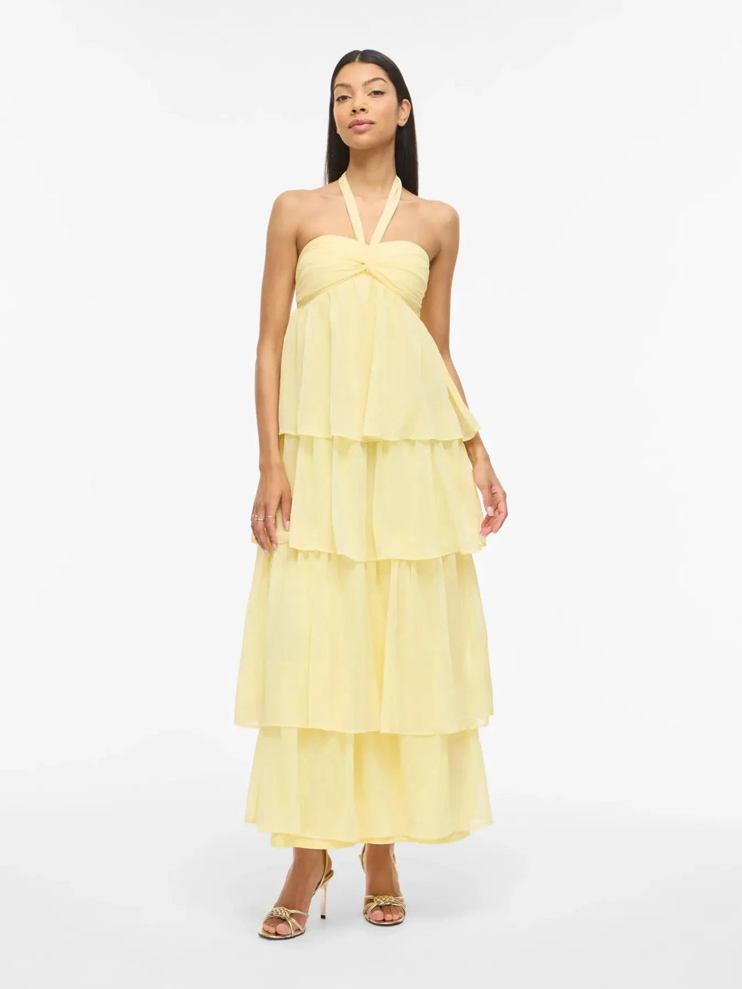 Vila - Vilea Halterneck Layered Dress/Dc/Ka - 5005145 Pastel Yellow Kjoler 