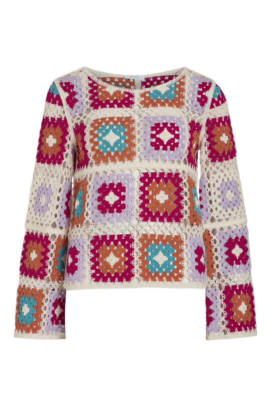 Vila - Vileah L/S Crochet Top / W - 4640644 Birch Multi Colors