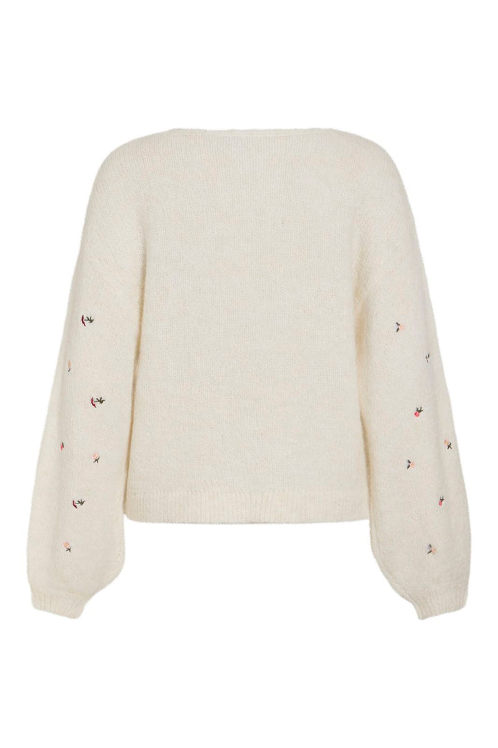 Vila - Vimarley L/S Emb Knit Pullover - 5126047 Egret Small Flower Emb
