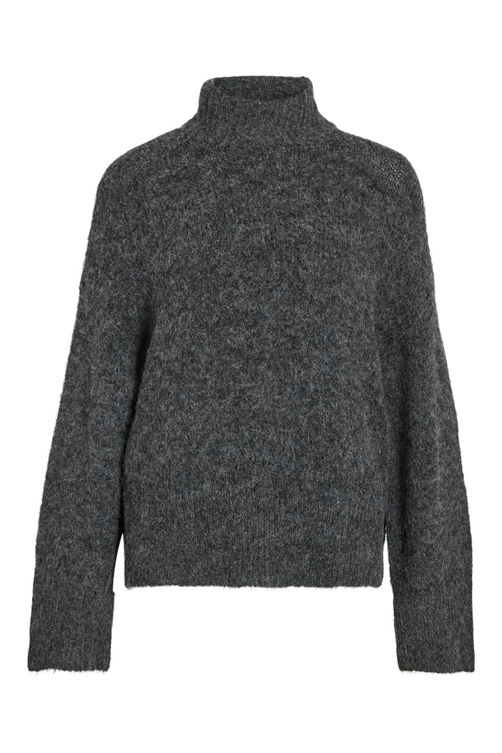 Vila - Vimarley L/S Roll Neck Knit Pullover - 4971920 Dark Grey Melange