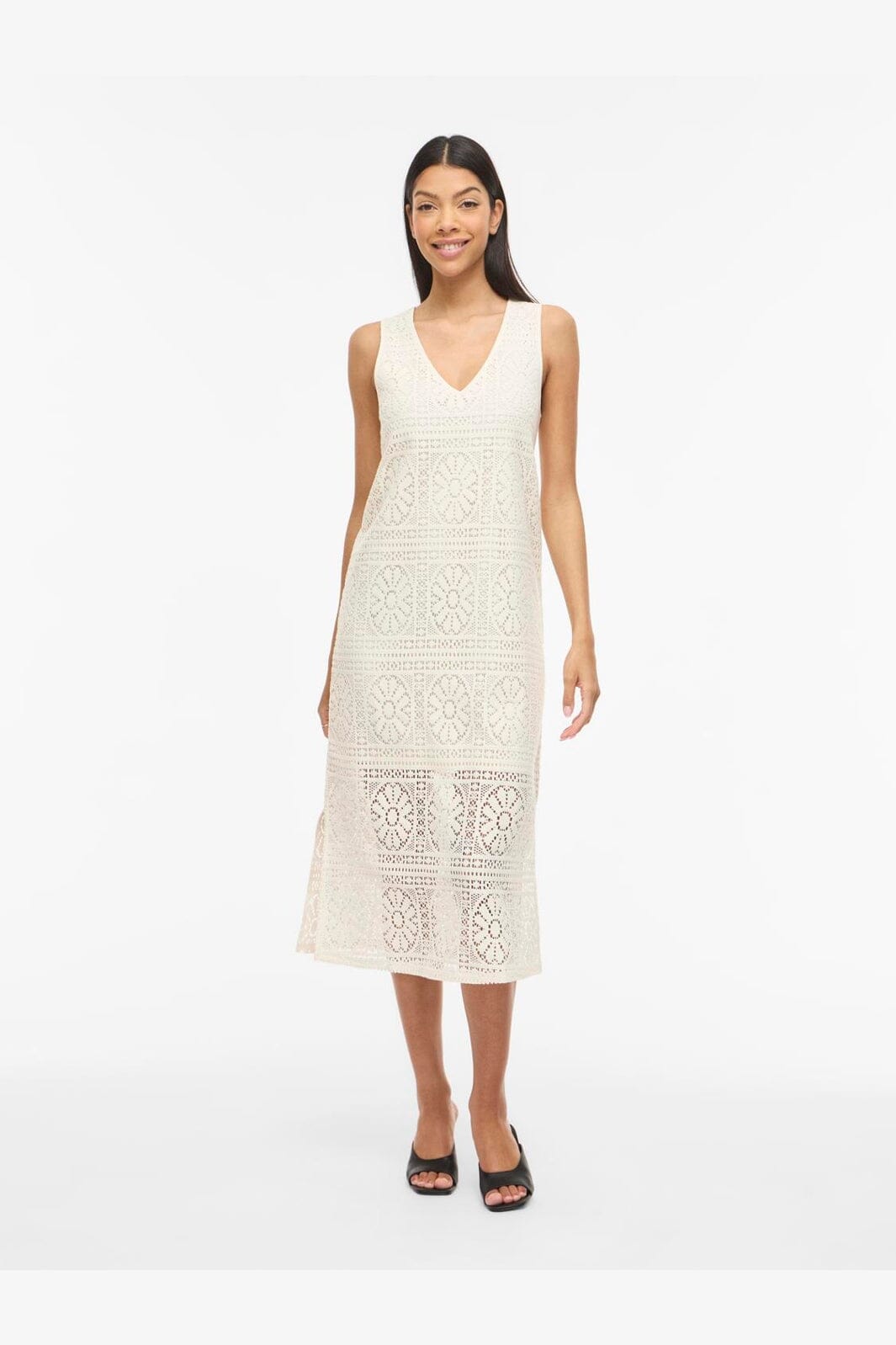 Vila - Vimerinda V-Neck S/L Midi Dress/Vol/Rs - 4978545 Birch