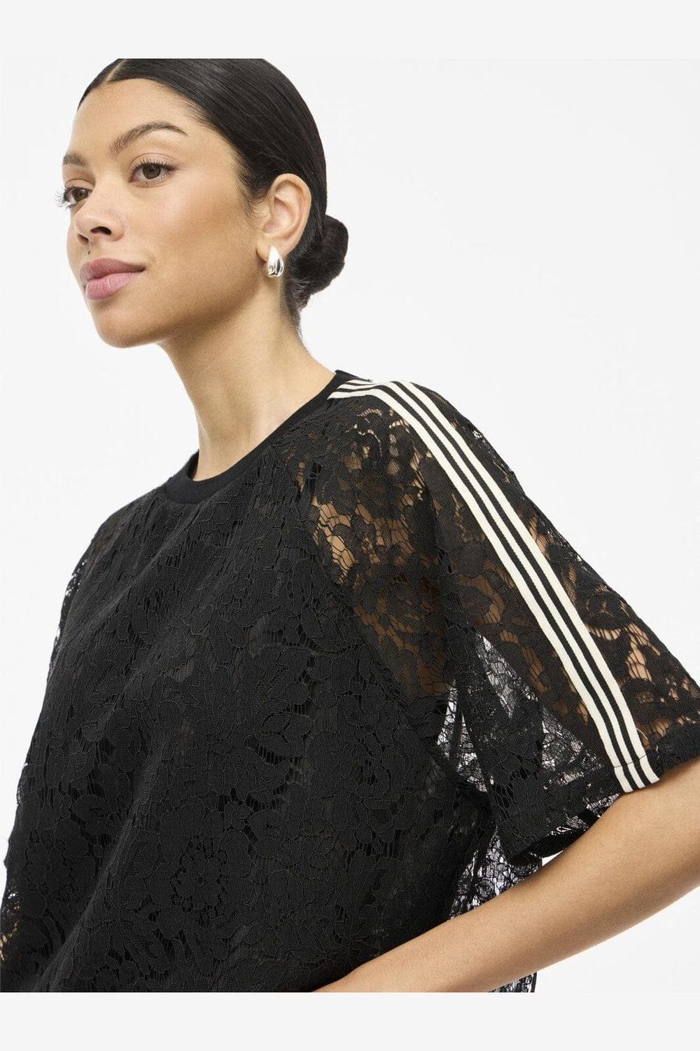 Vila - Violine 2/4 Lace T-Shirt /Ln - 4981492 Black