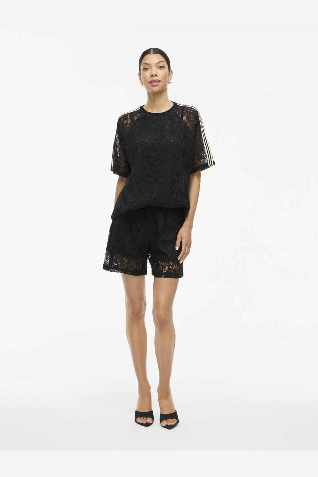 Vila - Violine 2/4 Lace T-Shirt /Ln - 4981492 Black