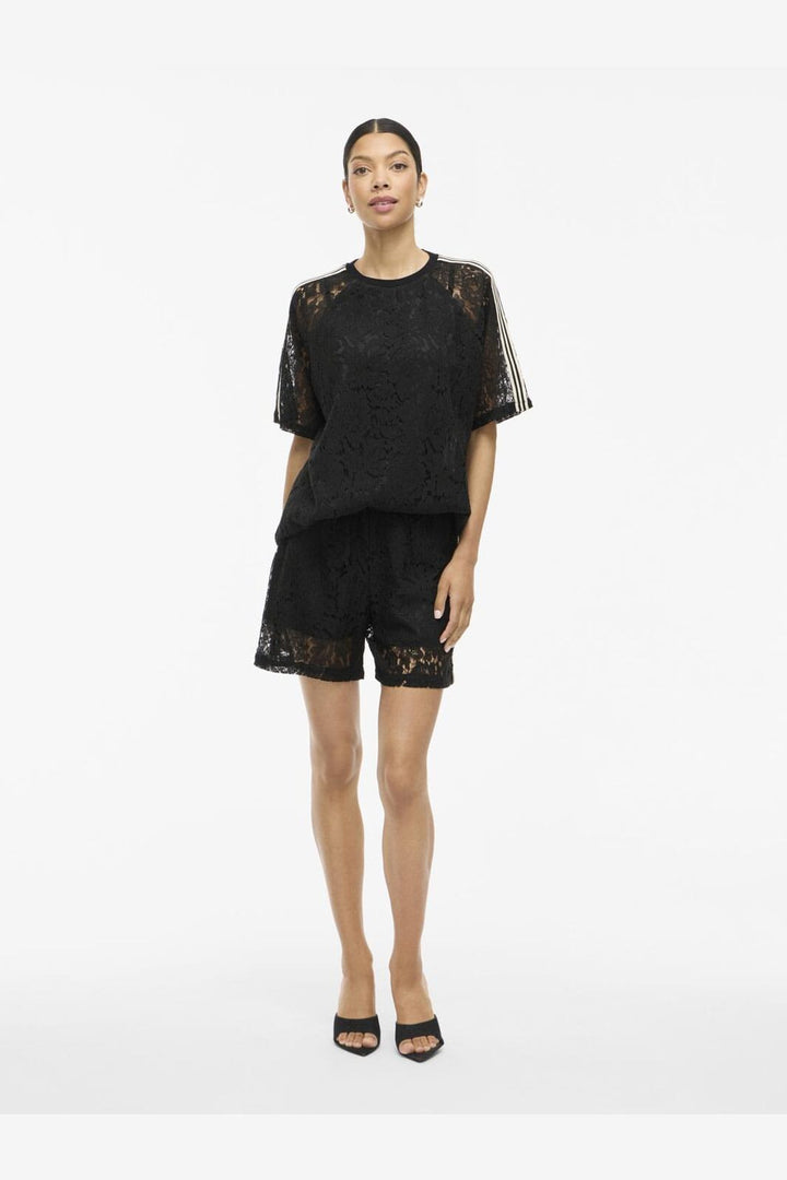 Vila - Violine 2/4 Lace T-Shirt /Ln - 4981492 Black