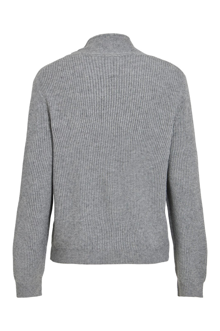 Vila - Viril Highneck L/S Tie Detail Knit-Noos - 5105138 Medium Grey Melange