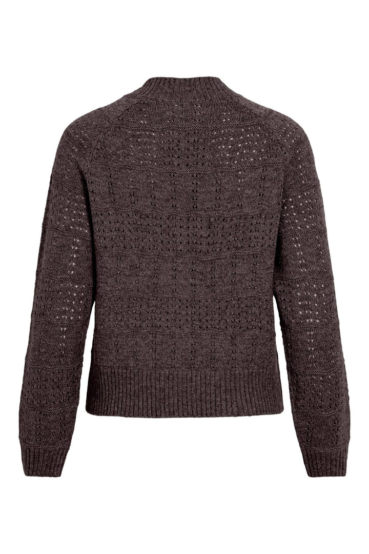 Vila - Visapna O-Neck L/S Knit Cardigan/Pb - 5210679 Raisin Melange