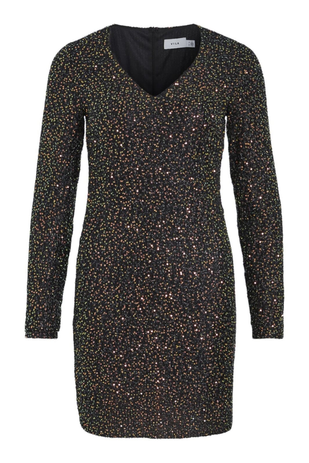Vila - Viscara L/S Sequins Dress - Black/Sequins Kjoler 