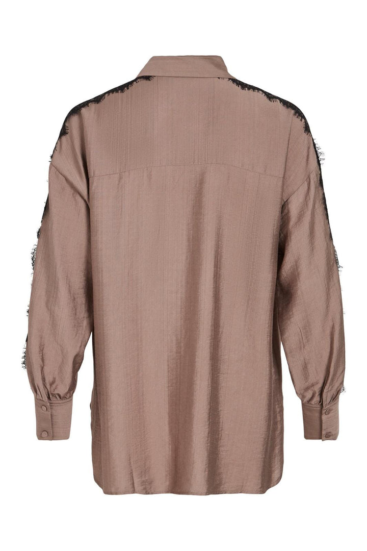 Vila - Viwilma L/S Lace Shirt #2 - 4512347 Fossil Black Lace