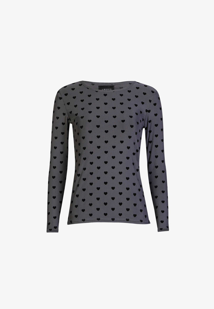 Liberte - Mesh Ls Tshirt, Flock 22081 - Dark Grey Heart
