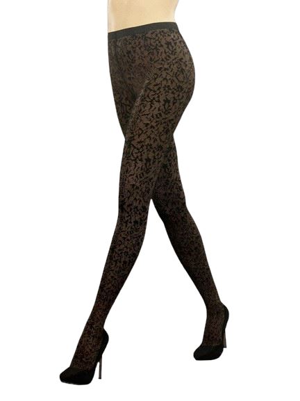 Wolford - Floral Jacquard Tights - Black Strømpebukser 