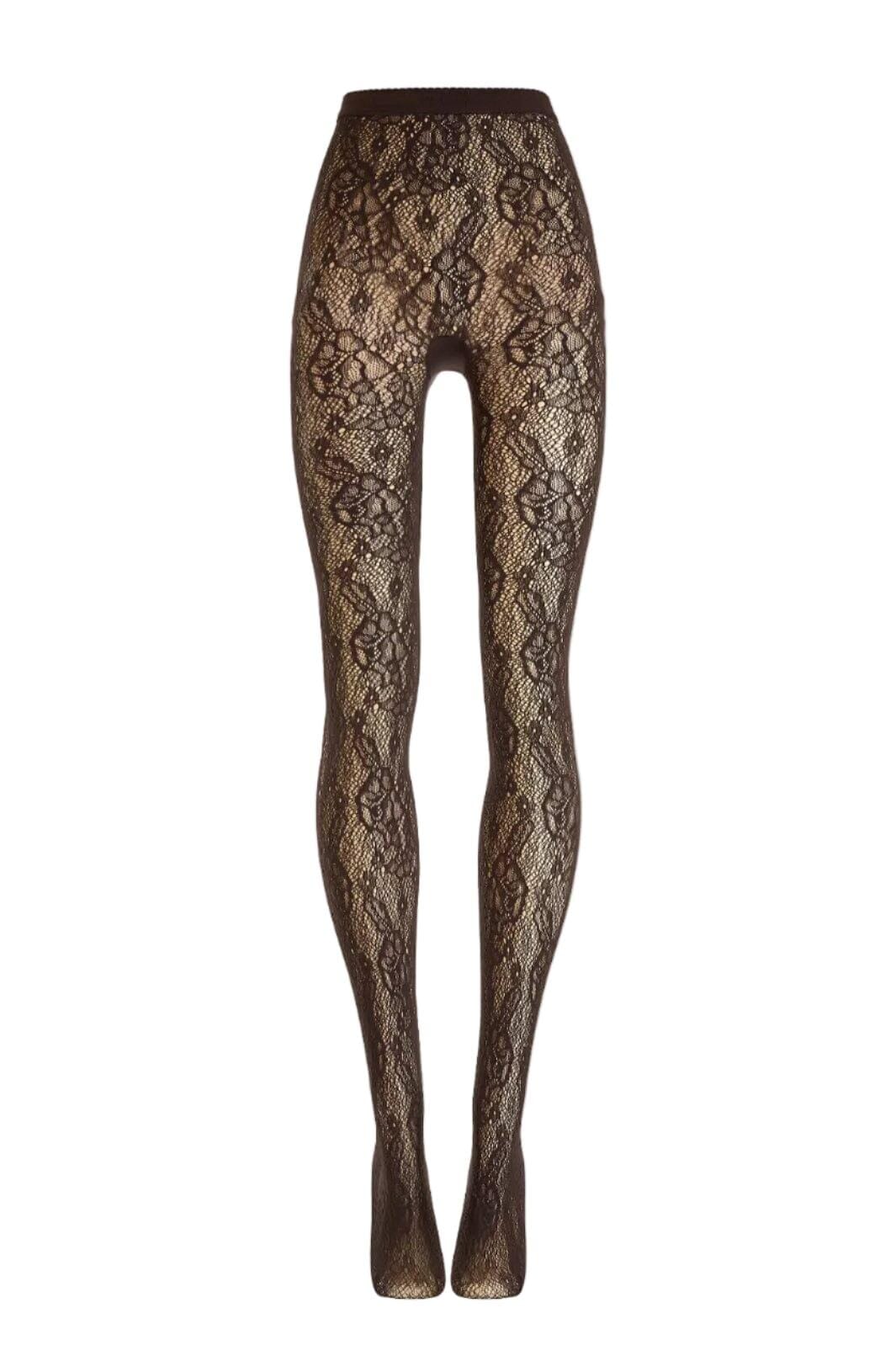 Wolford - Infinite Rose Net Tights 19478 - 4870 Dark Wood Strømpebukser 