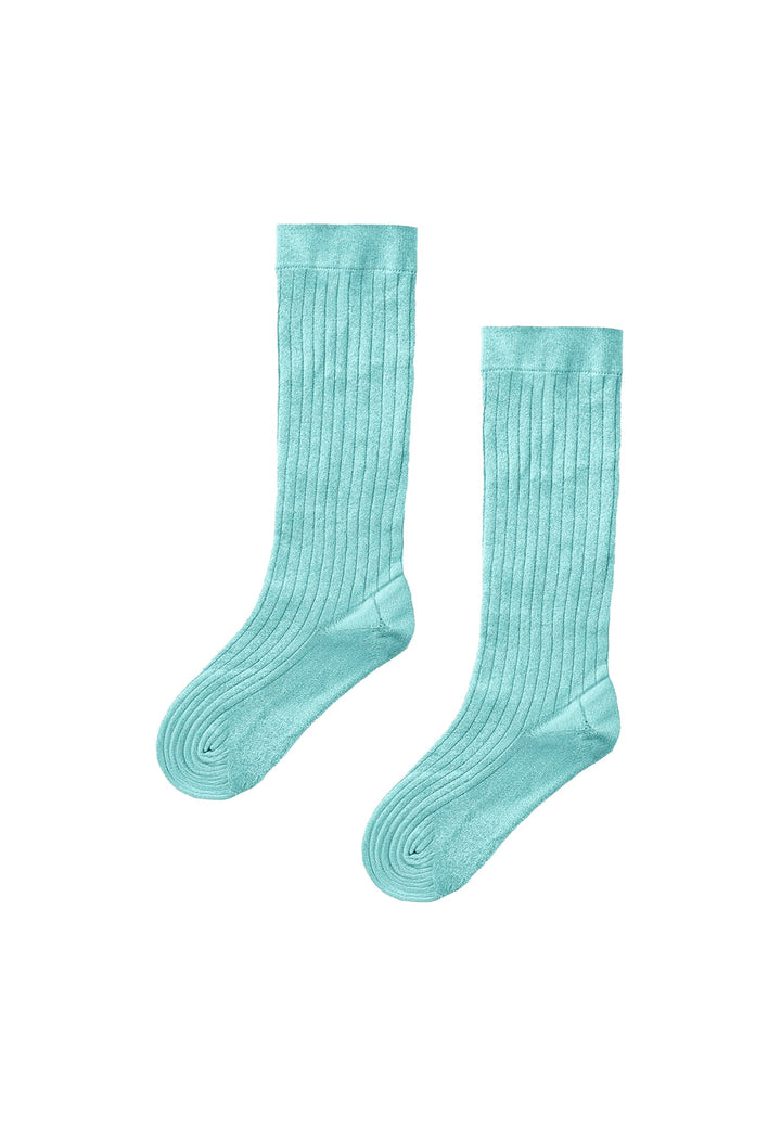 Wolford - Shimmer Rib Knee-highs34427 - 8292 Aqua/silver Strømper 