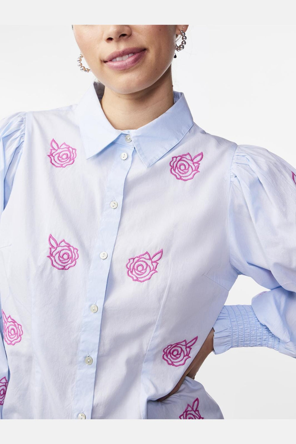 Y.A.S - Yasbella Ls Shirt - 4431603 Omphalodes W. Embroidery