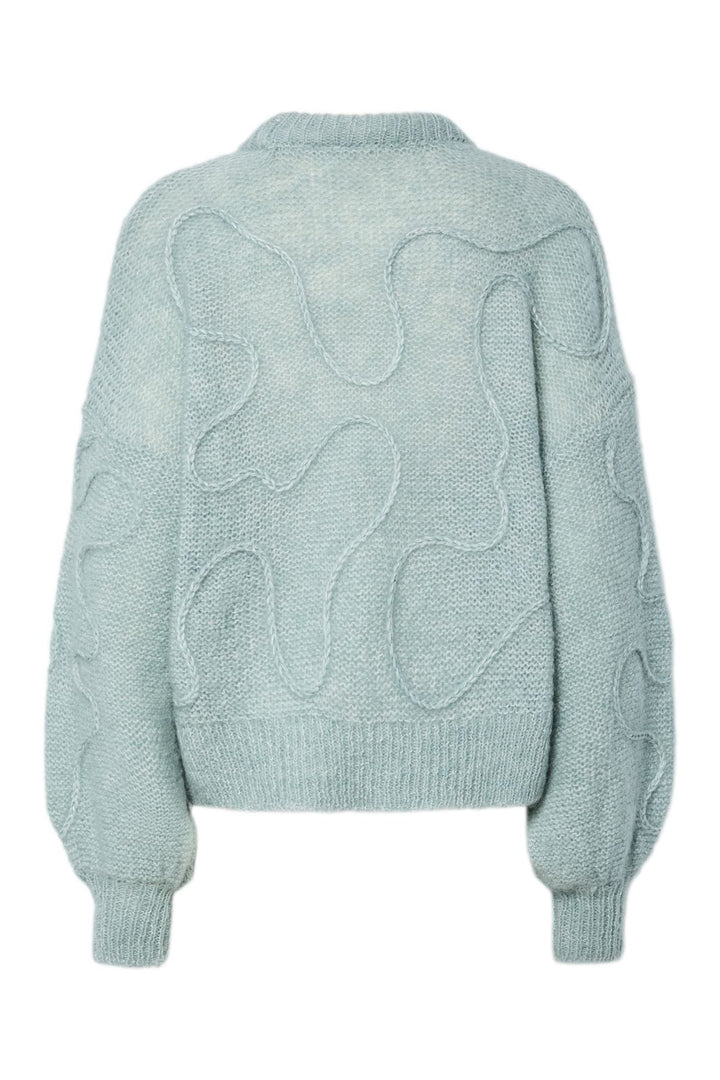 Y.A.S - Yasbrida Ls Wool Blend Knit Pullover - 4858446 Silver Blue Silver Metallic