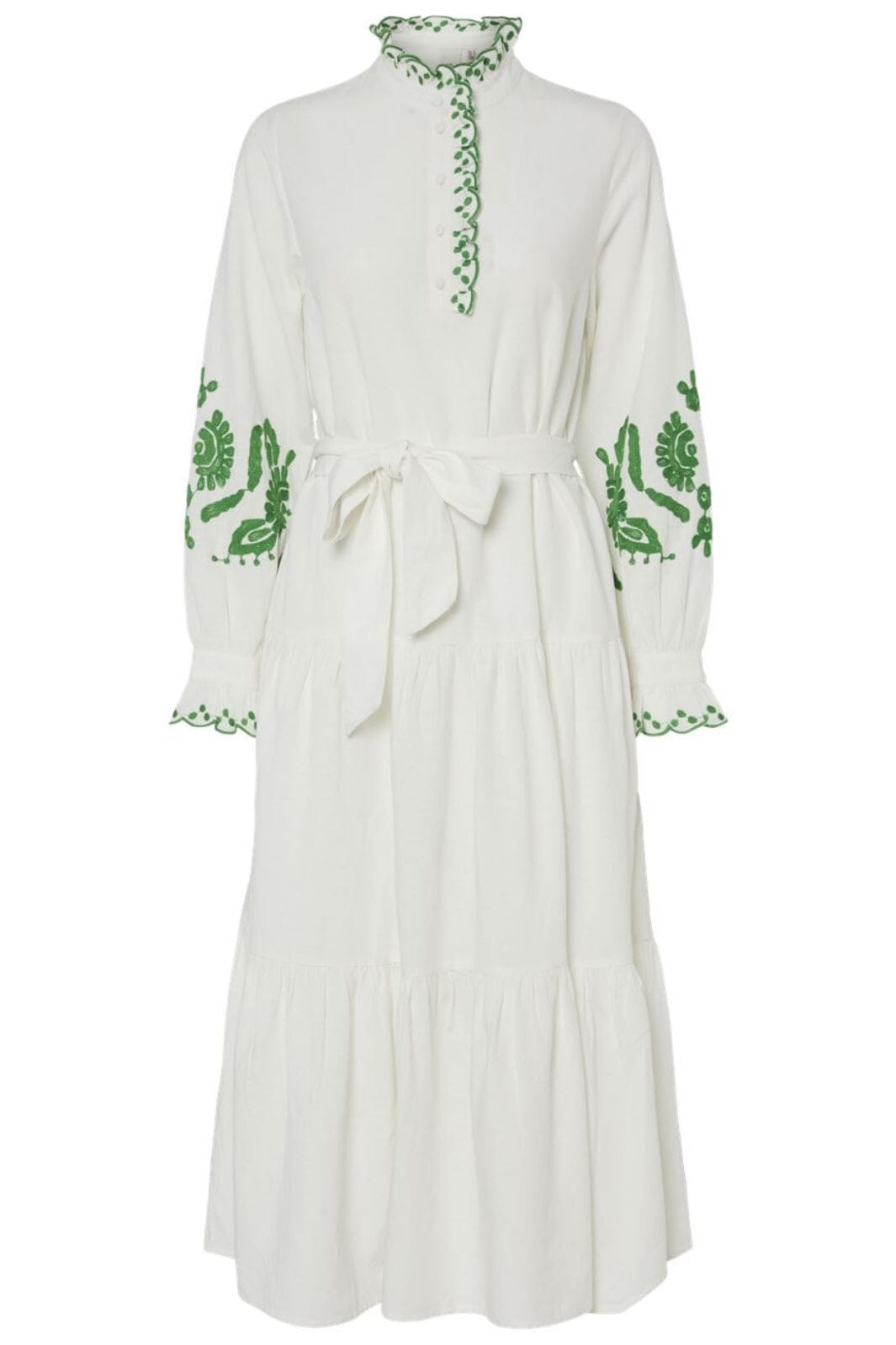 Y.A.S - Yasbrimu Ls Long Dress - 4743978 Star White Brigth Grren Emb Kjoler 