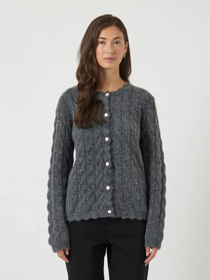YAS - Yasbubera Ls Knit Cardigan - 4794873 Dark Grey Melange Cardigans 